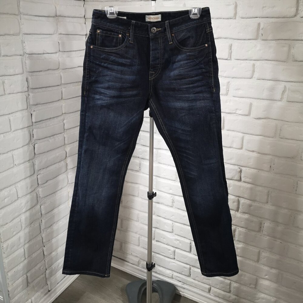 Jack & Jones Regular Fit Men's Size 29/32 Clark Dark Wash Button Fly Jeans